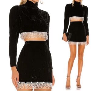 Camila Coelho Black Skirt Set with Silver Accents